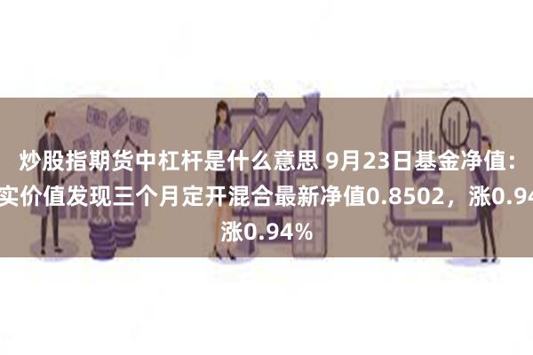 炒股指期货中杠杆是什么意思 9月23日基金净值：嘉实价值发现三个月定开混合最新净值0.8502，涨0.94%