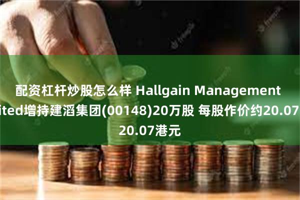 配资杠杆炒股怎么样 Hallgain Management Limited增持建滔集团(00148)20万股 每股作价约20.07港元